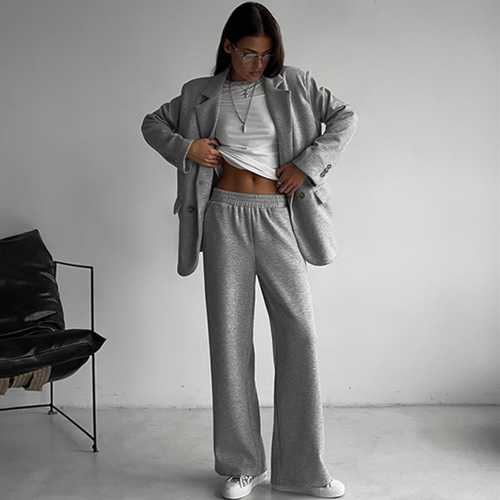 Damen moderne Jogginganzug mit doppelter Knopfleiste und weitem Schnitt Drune