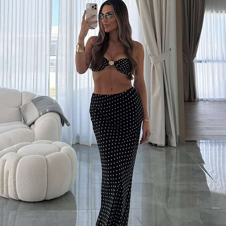 Damen Etuikleid mit gerafftem Bustier-Oberteil und hohem Schlitz Drune