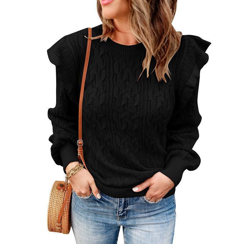 Damen Strickpullover mit Rüschendetails und strukturiertem Design Drune
