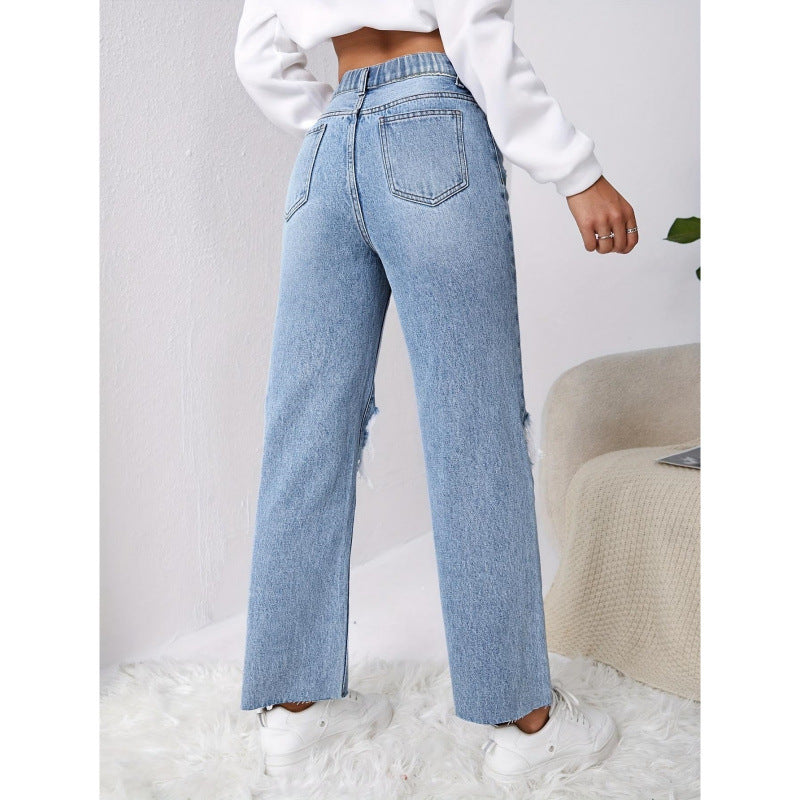 Damen Mom-Jeans im Vintage-Look mit Destroyed-Effekten Drune