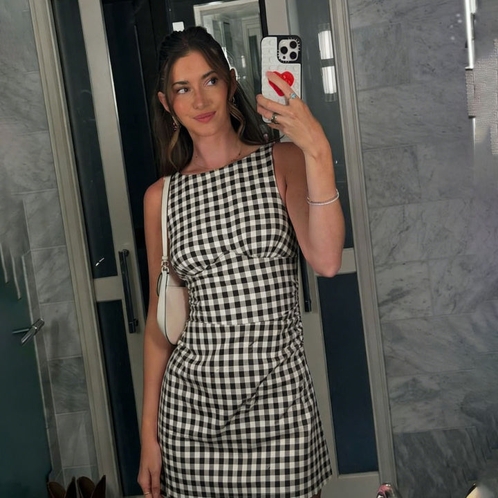 Damen Vichy-Kleid mit femininen Rüschen und schmeichelndem Schnitt Drune
