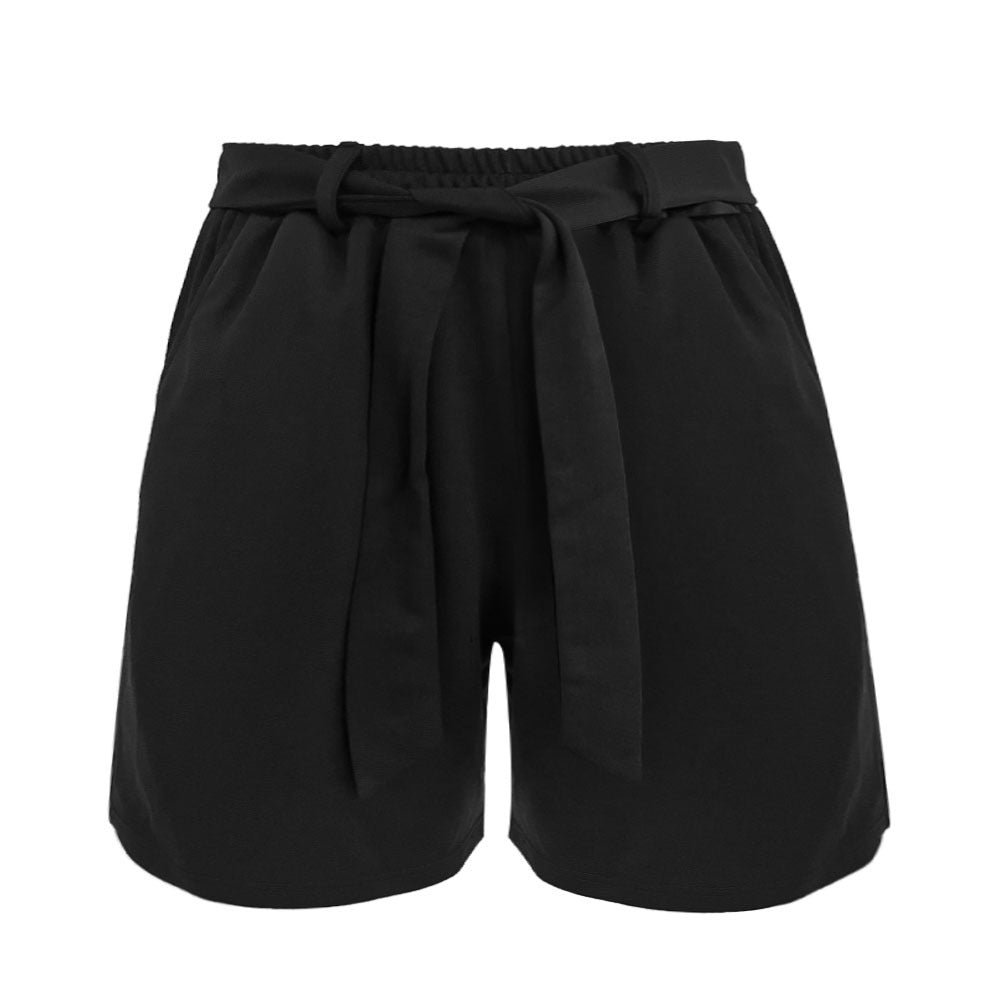 Damen Sportliche Shorts mit hohem Taillenbund und dekorativem Bindegürtel Drune