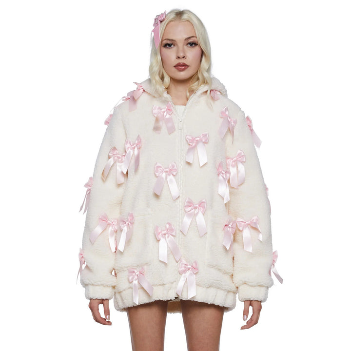 Damen Fleecejacke mit aufwendigen Satinschleifen Drune