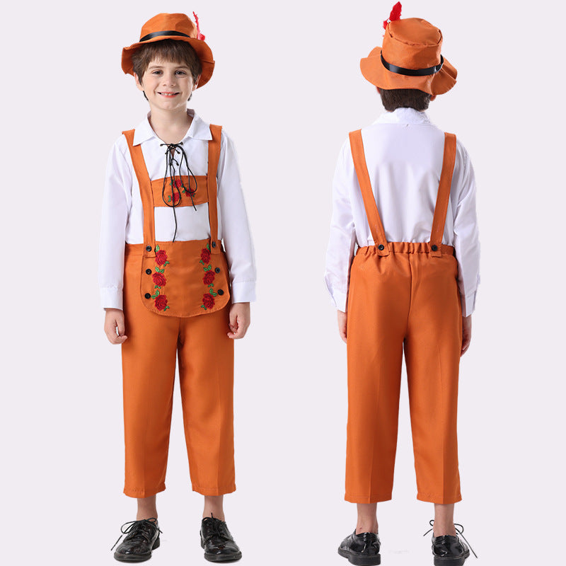 Damen nan folkloristisches Kinderdirndl mit geschnürtem Mieder und bestickter Schürze Drune