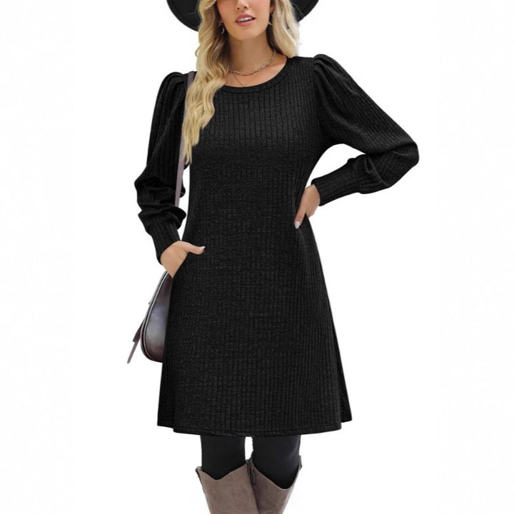 Damen Pulloverkleid mit Rüschendetails und seitlichen Taschen Drune