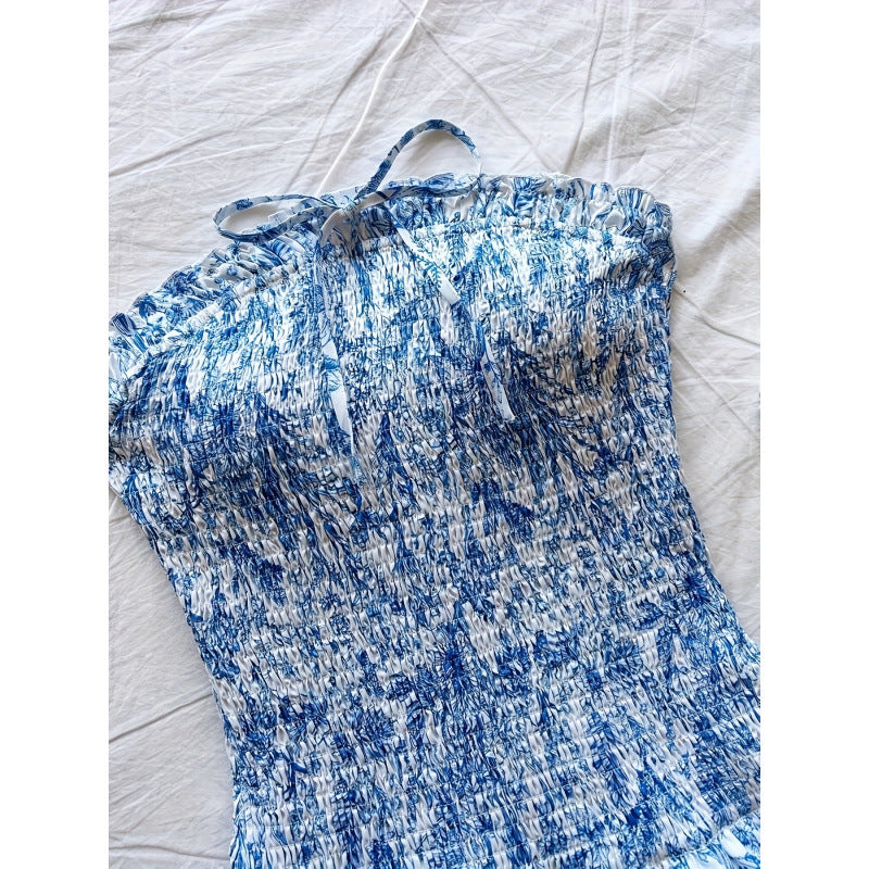 Damen Sommerkleid mit Rüschen und floralen Details Drune
