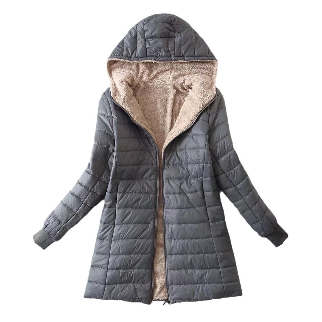 Damen gesteppte Übergangsjacke mit Kapuze und kuscheligem Innenfutter Drune