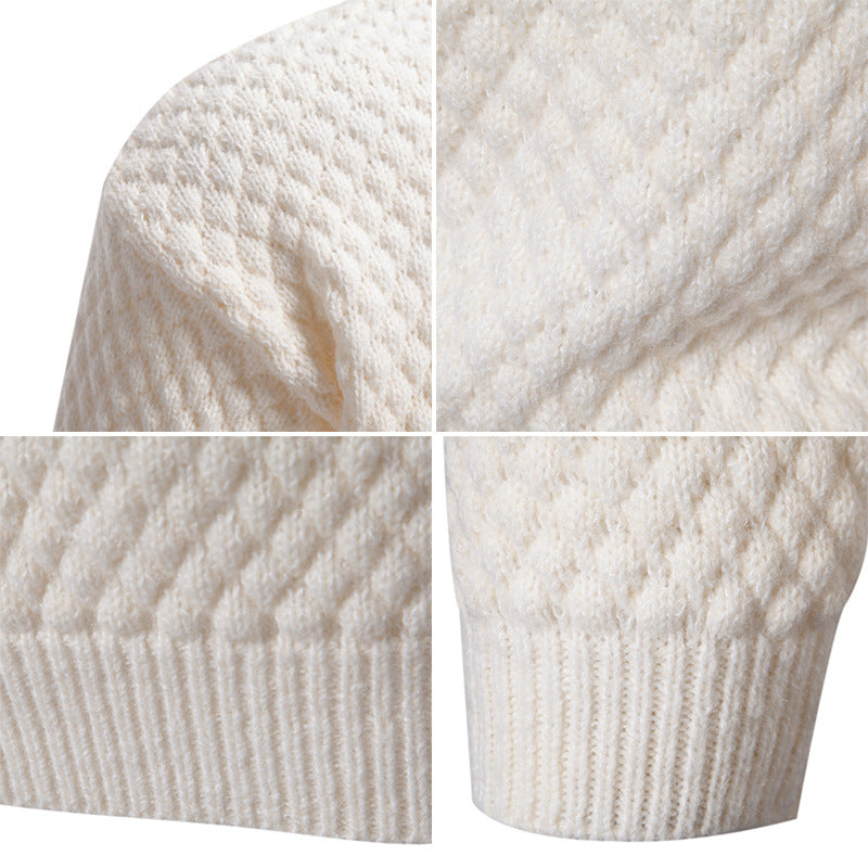 Herren Strickpullover mit hohem Kragen und strukturierter Oberfläche Drune