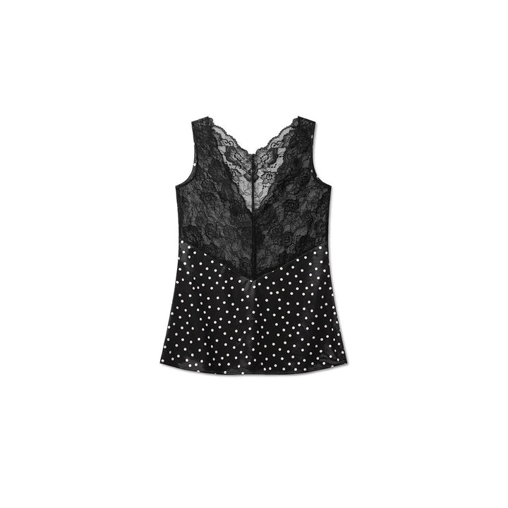 Damen Spitzen-Cami mit Polka-Dots und eleganten Details Drune