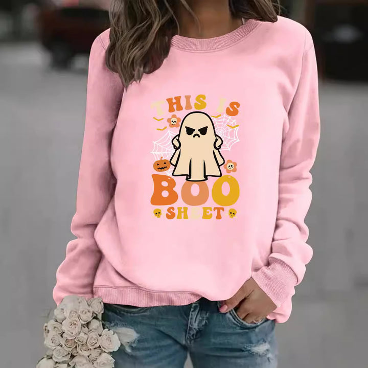Damen Sweatshirt mit herbstlichem Geist-Print und lässigem Schnitt Drune