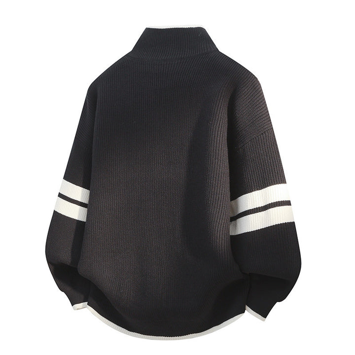 Unisex nan oversized Strickjacke mit Reißverschluss und Stehkragen Drune