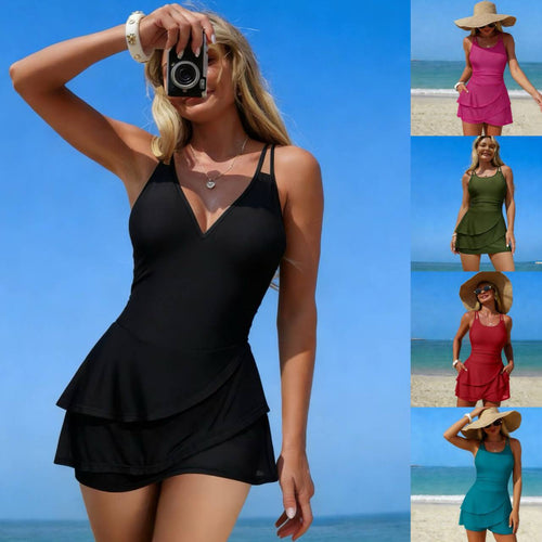 Damen Sportlicher Badeanzug mit Rüschendetails Drune