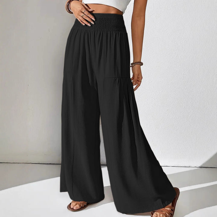 Damen weite Sommerhose mit elastischem Bund und seitlichen Eingrifftaschen Drune