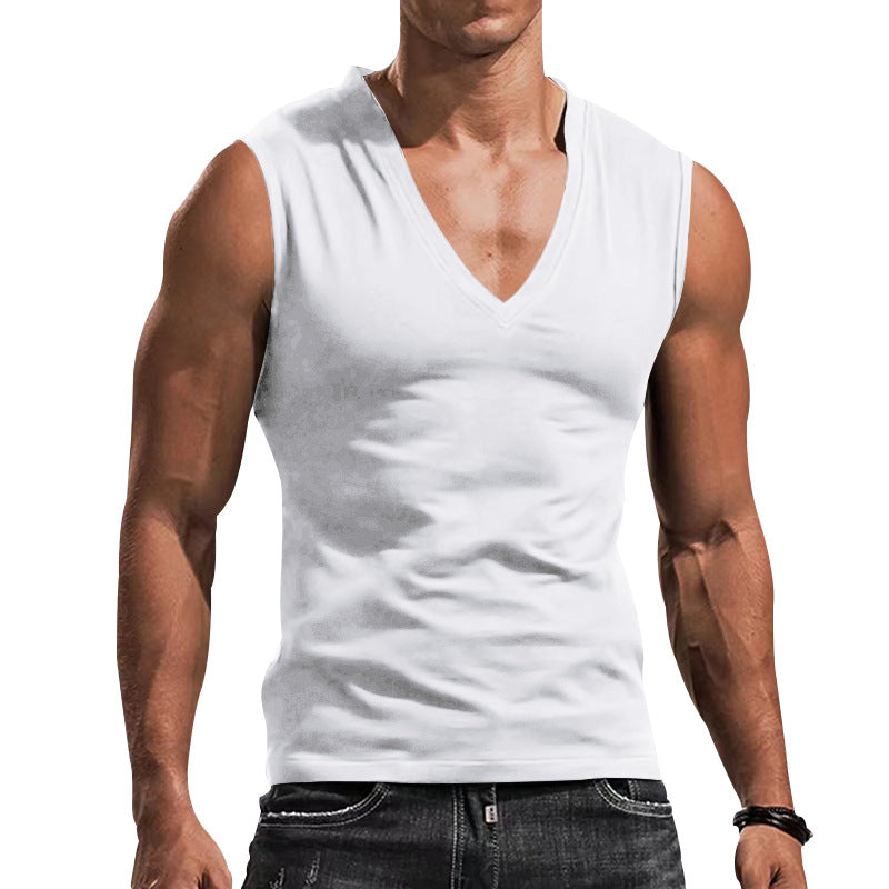 Herren ärmelloses V-Ausschnitt T-Shirt aus atmungsaktivem Material Drune