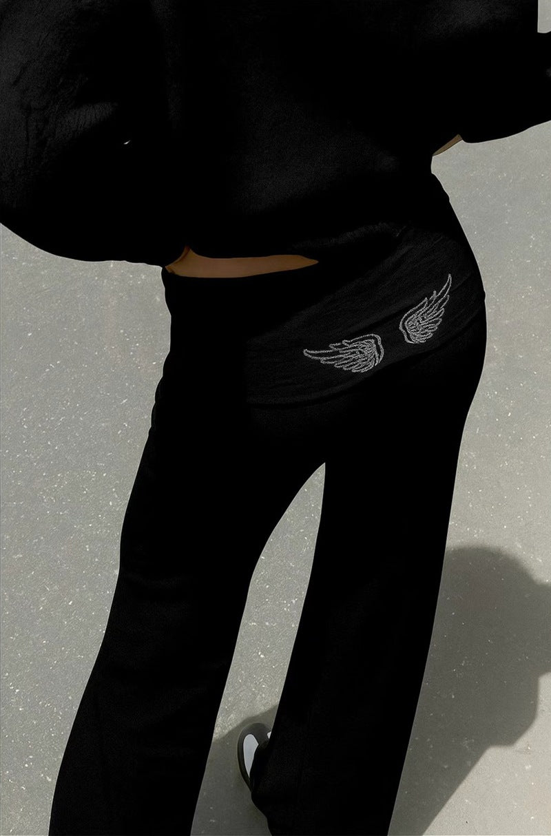 Damen nan weite Palazzohose mit Umschlagbund aus elastischem Viskosejersey Drune