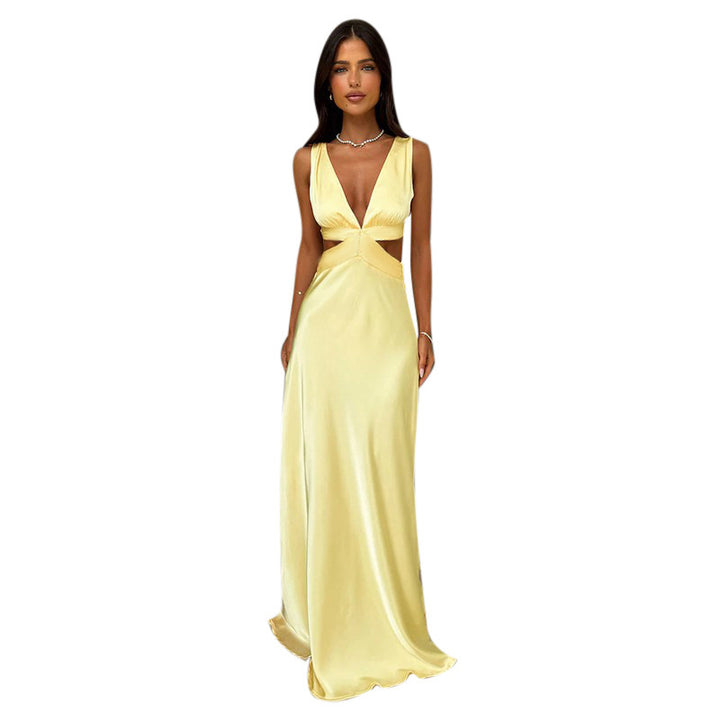 Frauen Cut-Out Satin Abendkleid Drune