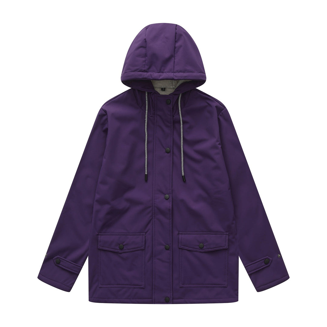 Damen wasserabweisende Outdoorjacke mit verstellbarem Kapuzenkragen Drune