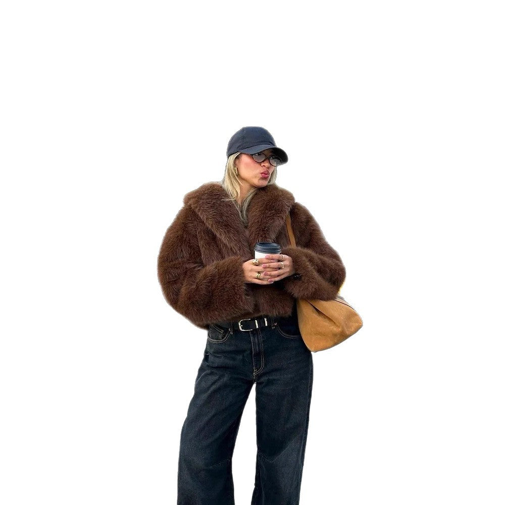 Damen Oversized Kunstfelljacke Drune
