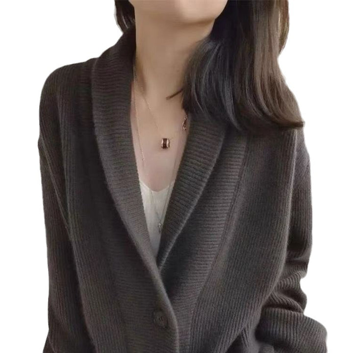 Damen Grobstrickcardigan mit großzügigem Schnitt und klassischem Revers Drune