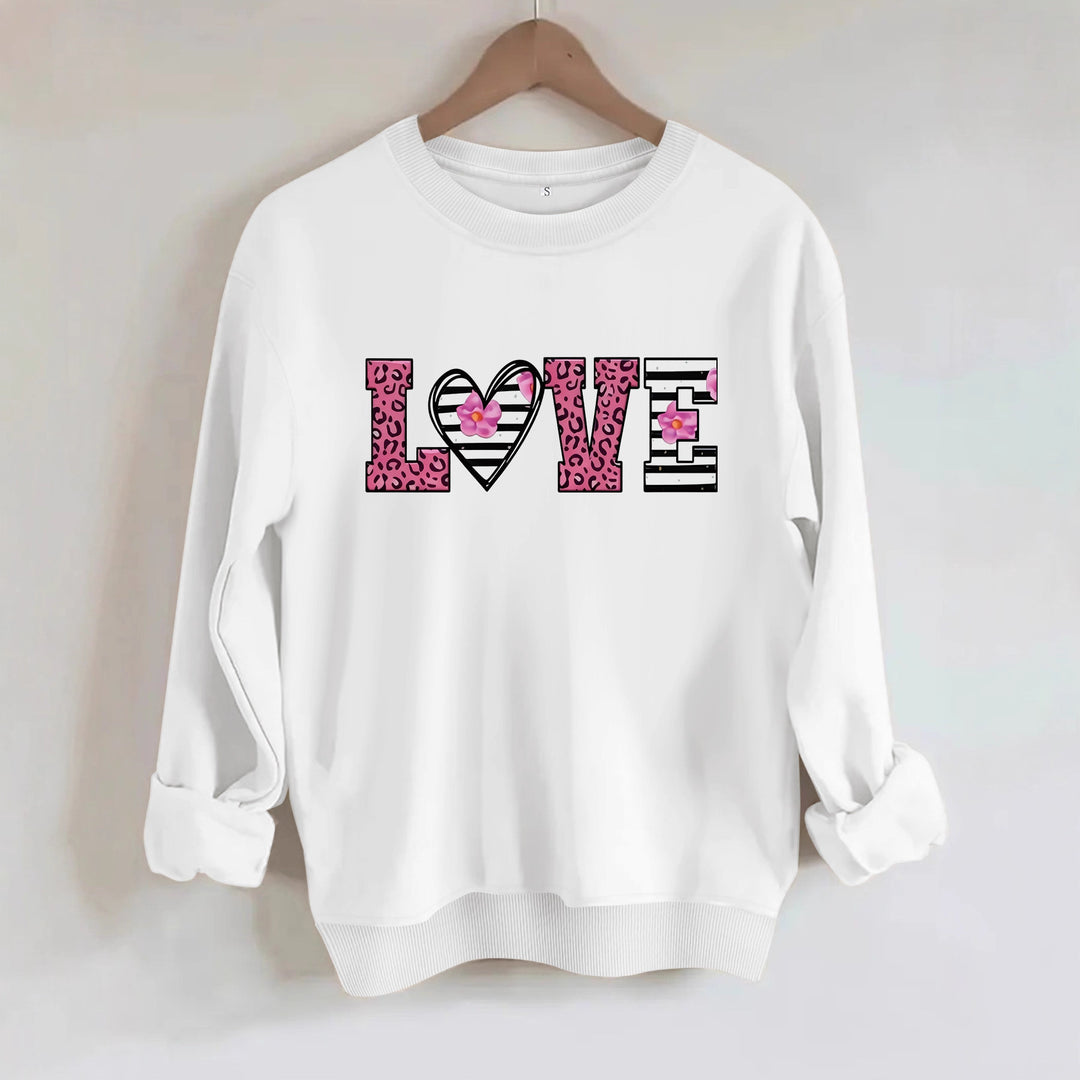 Damen Sweatshirt mit modernem Leopardenherz-Design und komfortablem Schnitt Drune