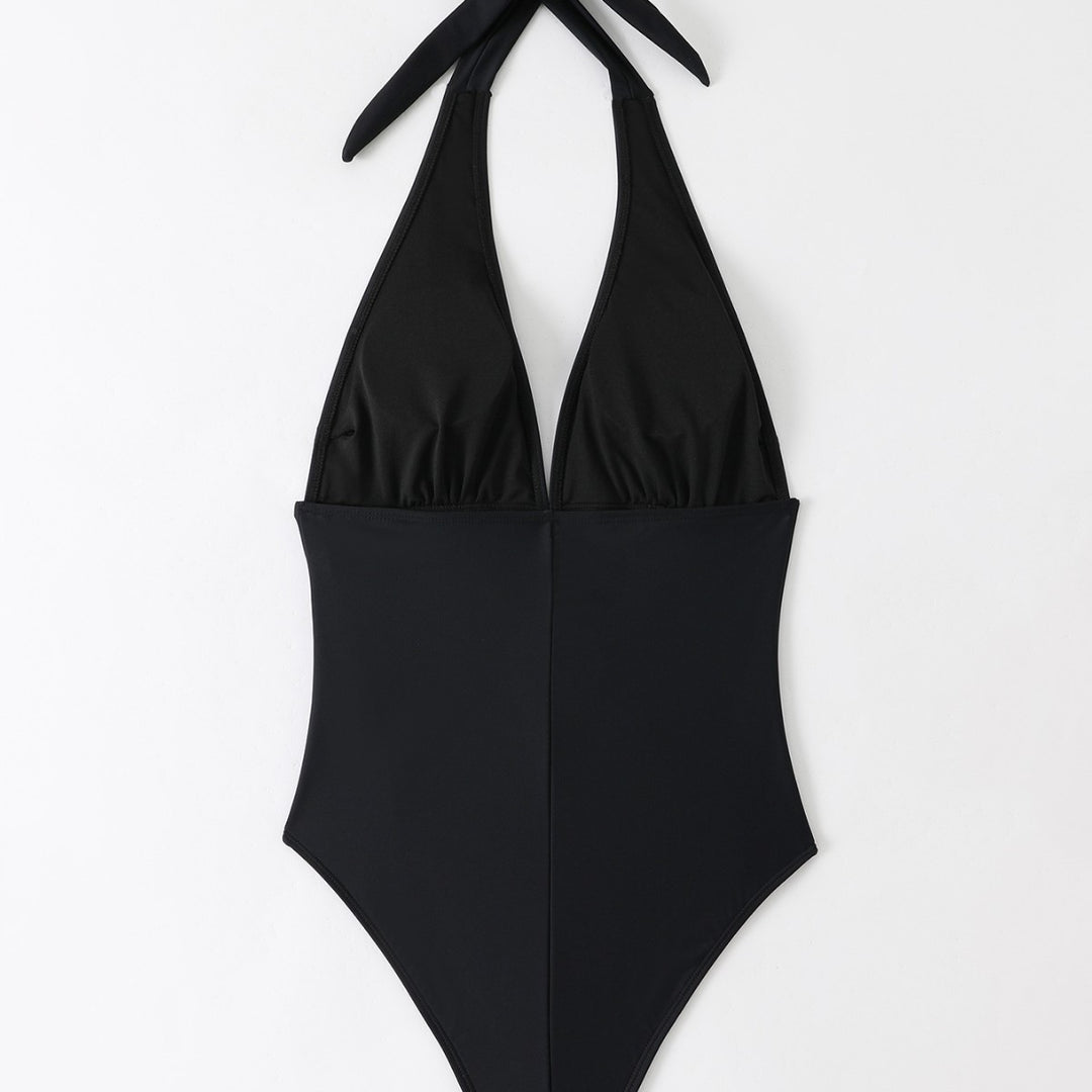 Damen Einteiliger Badeanzug mit modischem Bindeträger-Design Drune