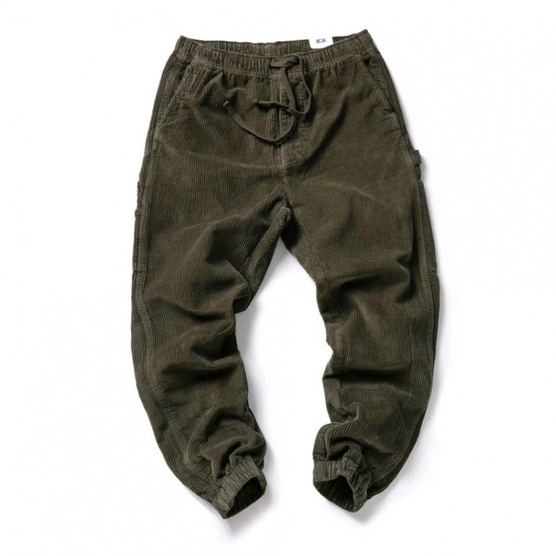 Herren lässige Cord-Hose mit verstellbarem Bund und praktischen Seitentaschen Drune