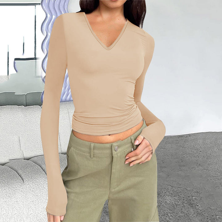 Damen Langarmshirt mit V-Ausschnitt Drune