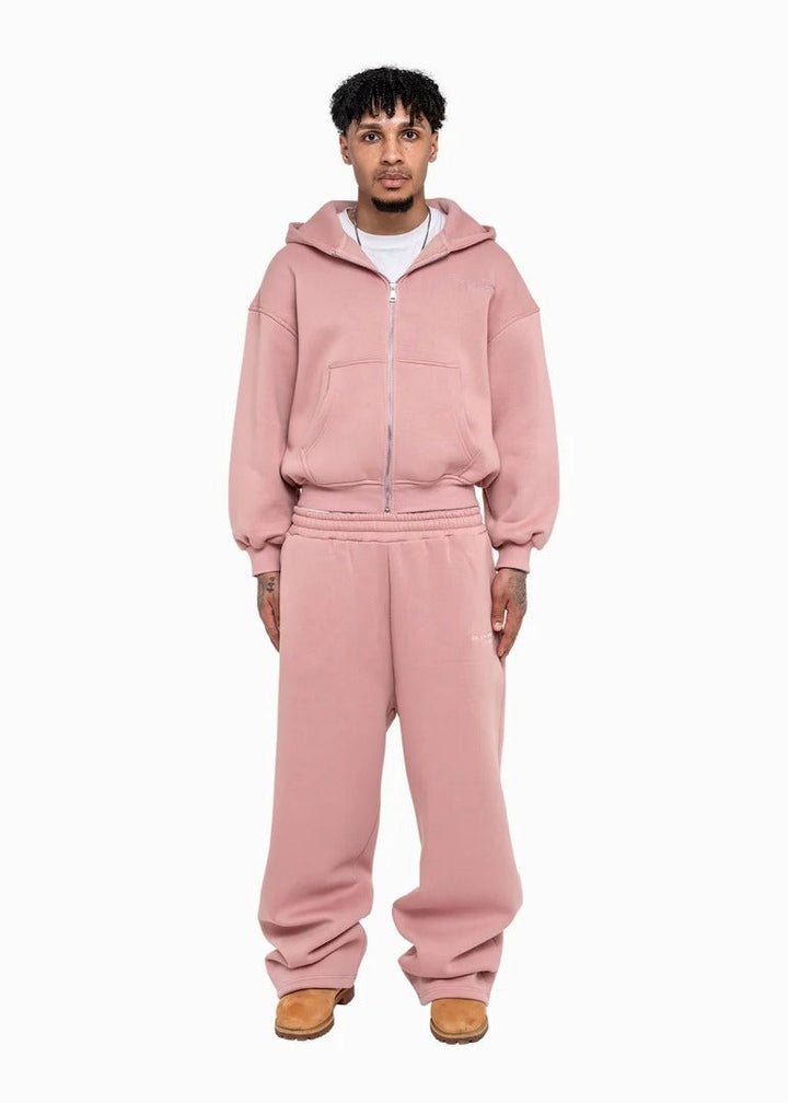 Herren nan lässiges Reißverschluss-Hoodie- und Palazzohose-Set mit dropped-shoulder Silhouette Drune