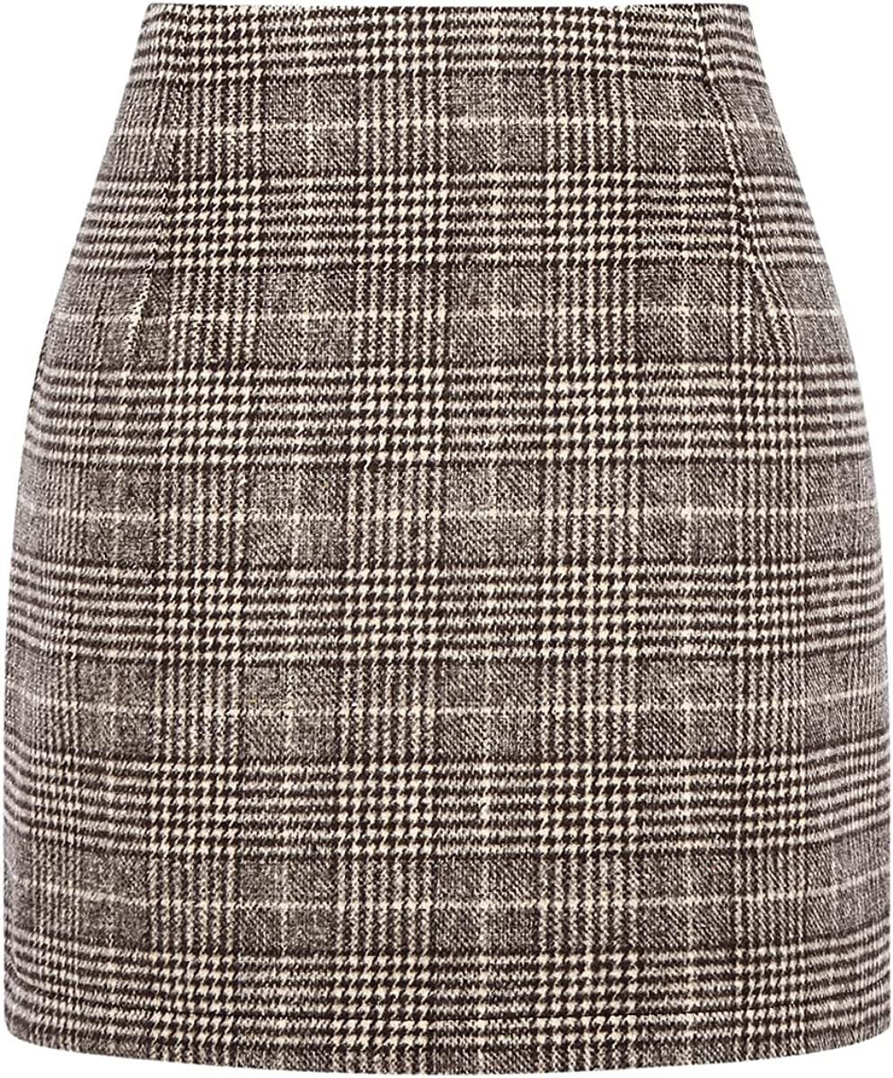 Damen Karierter Minirock mit hohem Bund und seitlichen Eingrifftaschen Drune
