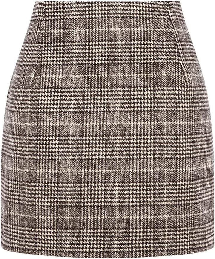 Damen Karierter Minirock mit hohem Bund und seitlichen Eingrifftaschen Drune
