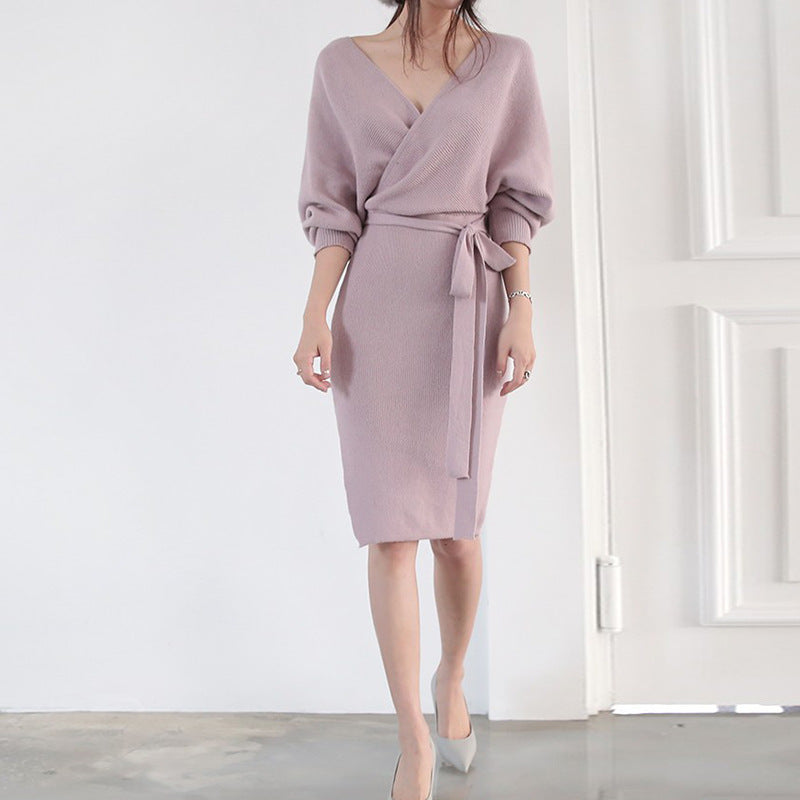 Damen Wickelkleid aus weichem Strick Drune