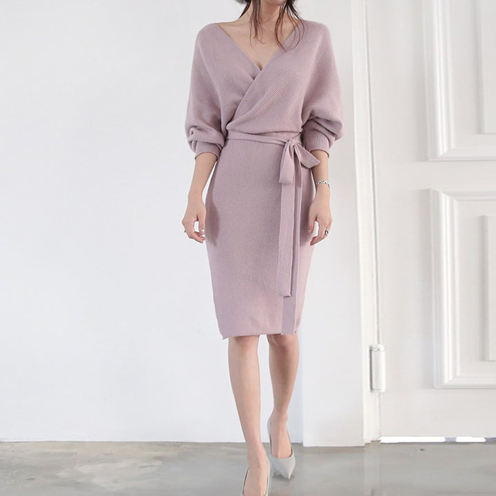 Damen Wickelkleid aus weichem Strick Drune