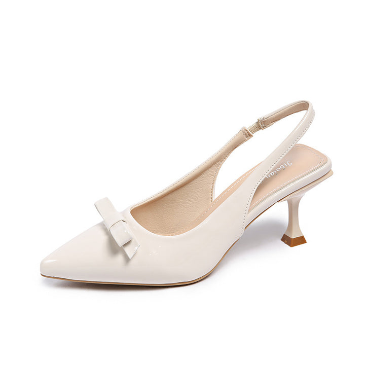 Damen Elegante Spitzenzehen Slingback Absatzschuhe mit Schleifendetail Drune