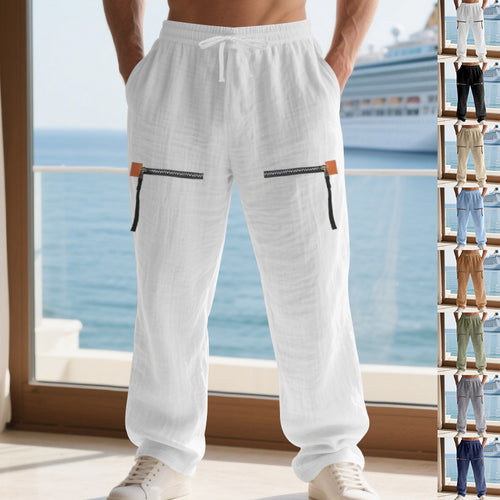 Herren Lässige Cargo-Hose mit praktischen Reißverschlusstaschen und elastischem Bund Drune