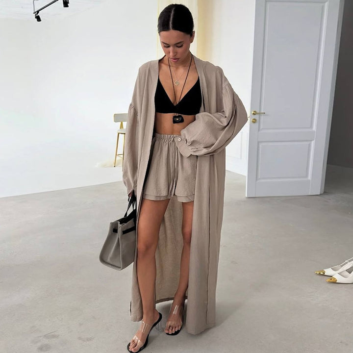 Damen elegantes und luftiges Kimono-Set Drune