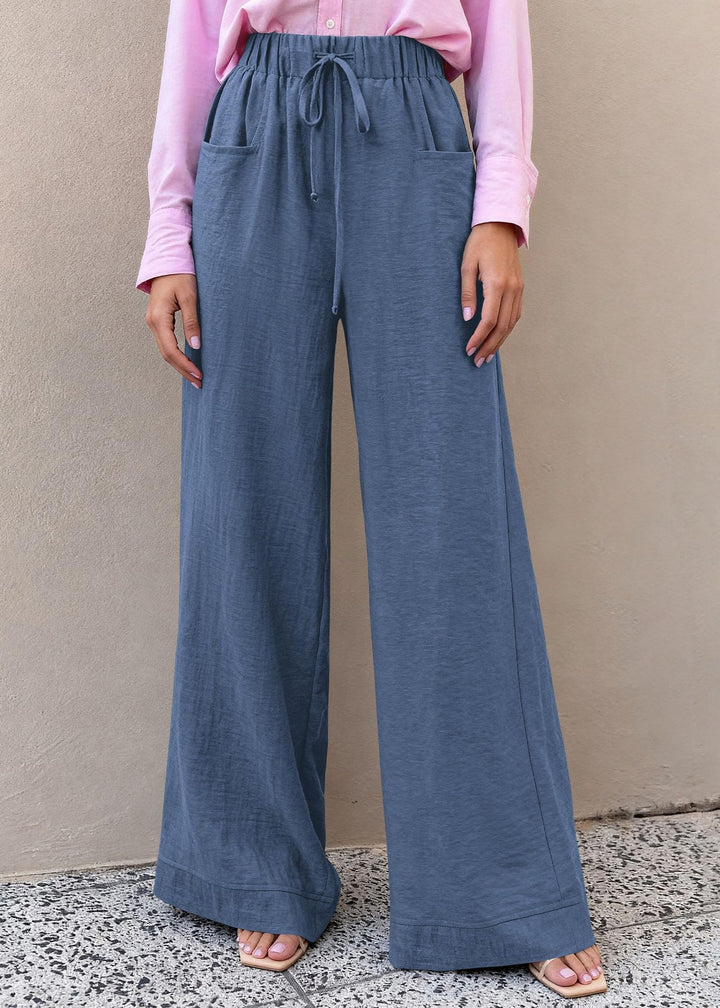 Damen Weit geschnittene Sommerhose mit elastischem Bund und frontalen Taschen Drune