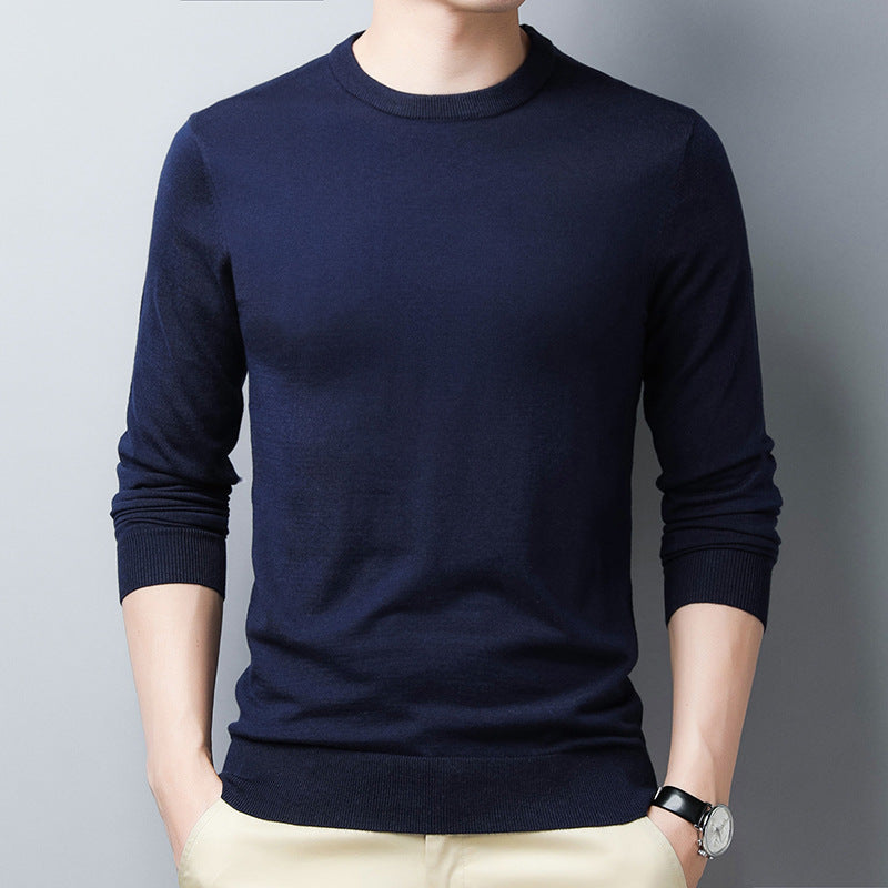 Drune | Langarm T-Shirt Slim Fit Wolle Seide Rundhalsausschnitt mit Rippbündchen