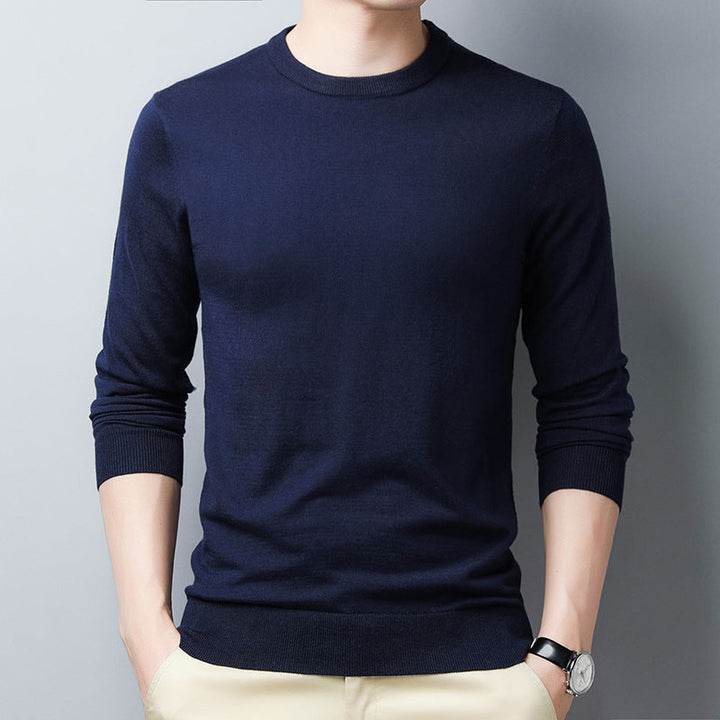 Drune | Langarm T-Shirt Slim Fit Wolle Seide Rundhalsausschnitt mit Rippbündchen
