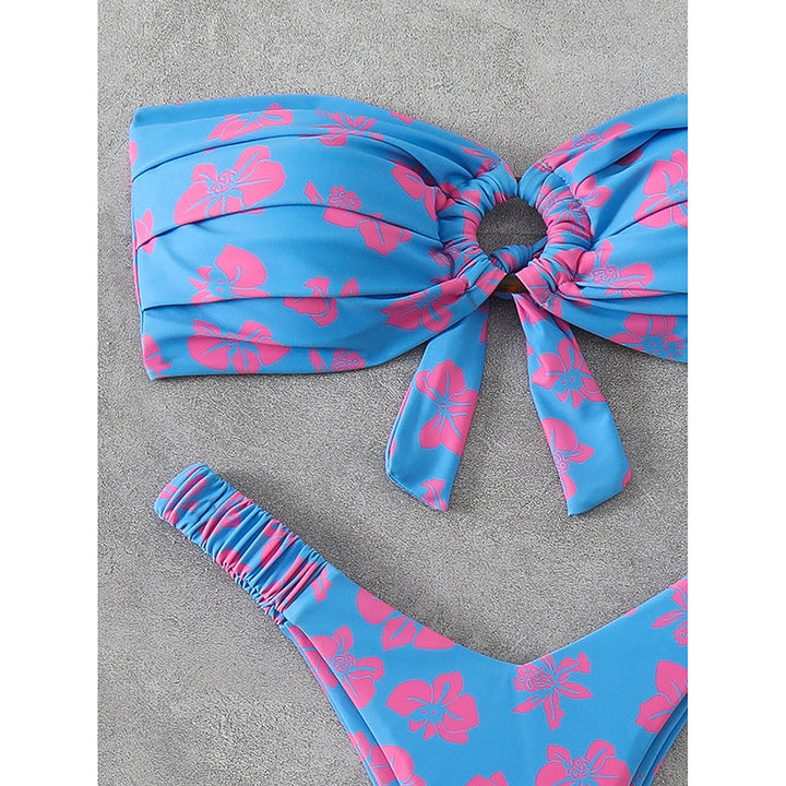 Damen Bandeau-Bikini mit raffiniertem Blumenmuster Drune