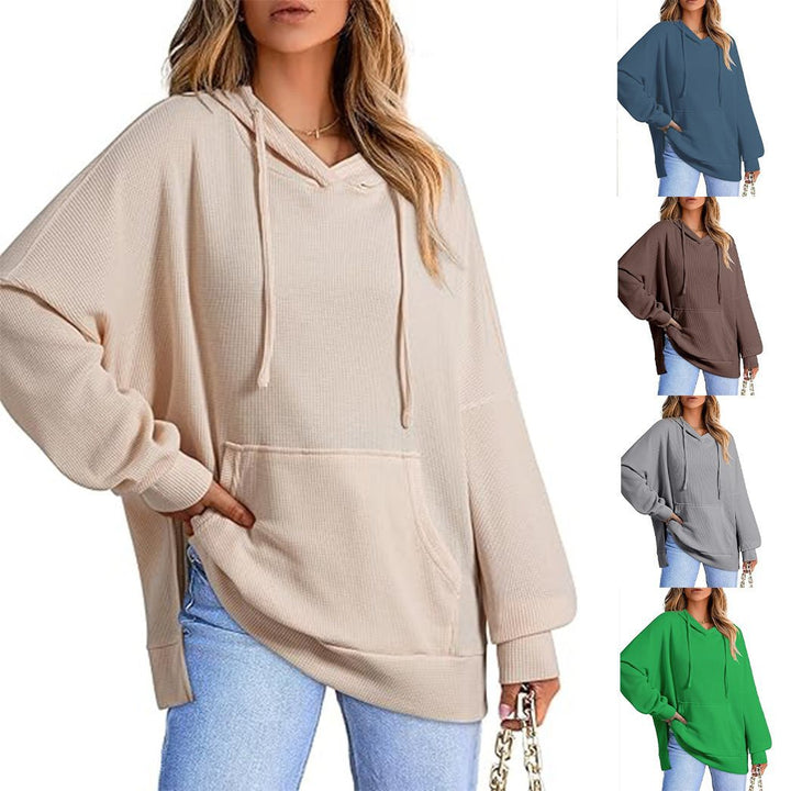 Damen oversized Kapuzenpullover aus Waffelpiqué Drune