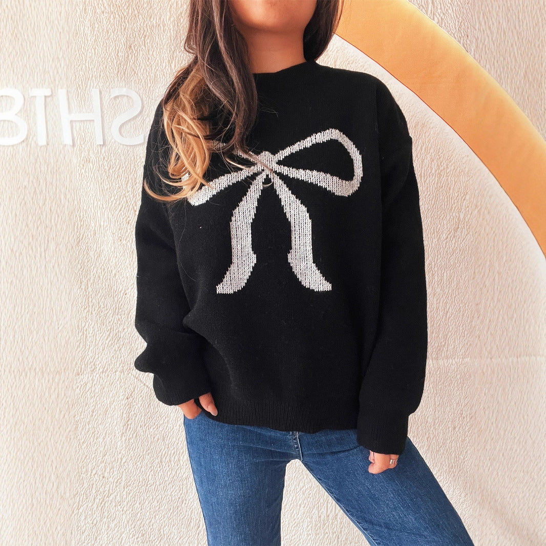 Damen kuscheliger Pullover mit verspieltem Schleifenmuster Drune