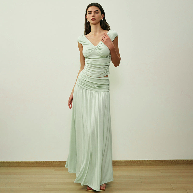 Damen Langarm-Maxikleid mit drapierten Details Drune