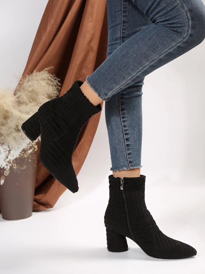 Damen Stiefeletten mit zeitgemäßem Strickdesign und komfortablem Blockabsatz Drune