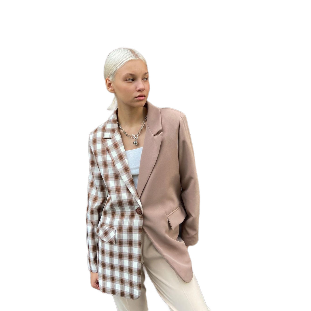 Damen Karierter Blazer mit weichem Schnitt Drune