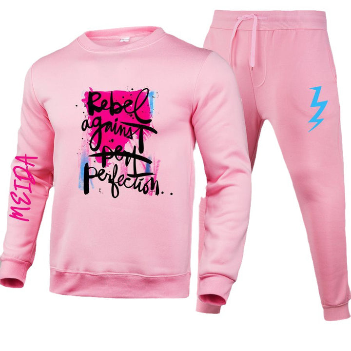Damen Sportliches Sweatshirt- und Jogginghose-Set mit urbanem Grafikdruck Drune