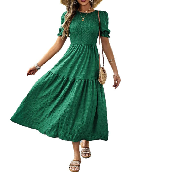 Damen Midikleid mit elastischem Taillenbund und schwingendem Rock Drune