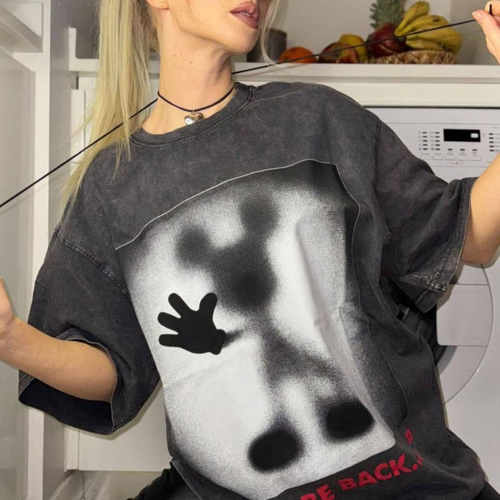 Damen Oversized Sweatshirt mit kreativem Grafischem Motiv Drune