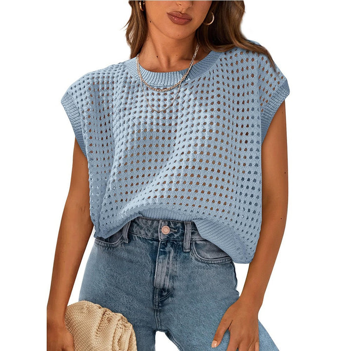 Damen lässiges Stricktop mit luftiger Lochstruktur Drune
