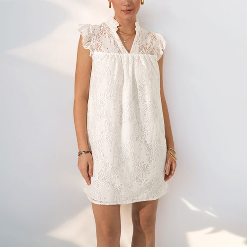 Damen lässiges Sommerkleid mit feinen Spitzenakzenten Drune