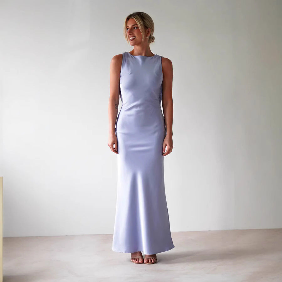 Damen Maxikleid im eleganten Satin-Look mit figurbetonendem Schnitt Drune